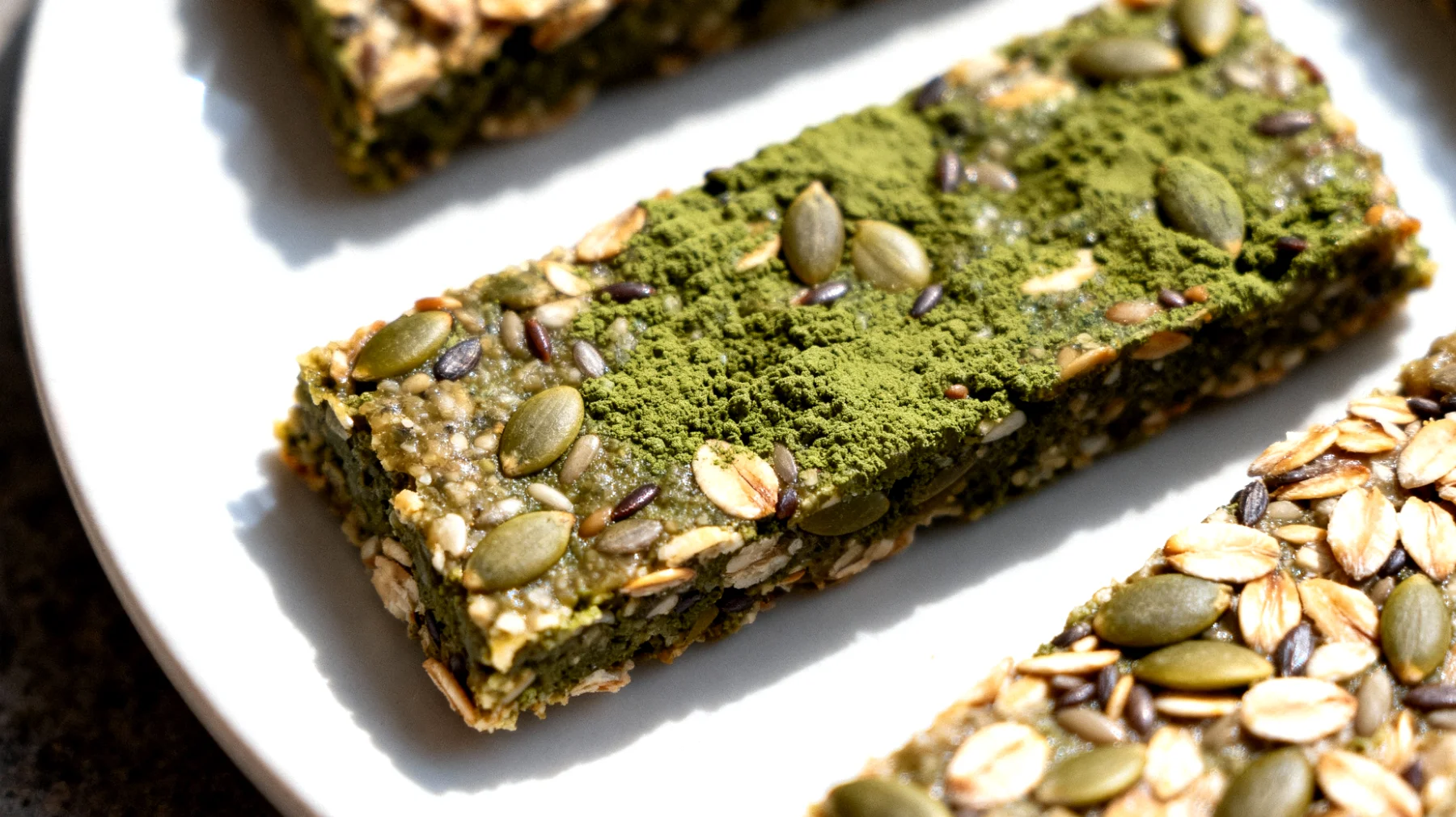 Barrette di avena e semi di canapa fatte in casa con spirulina"