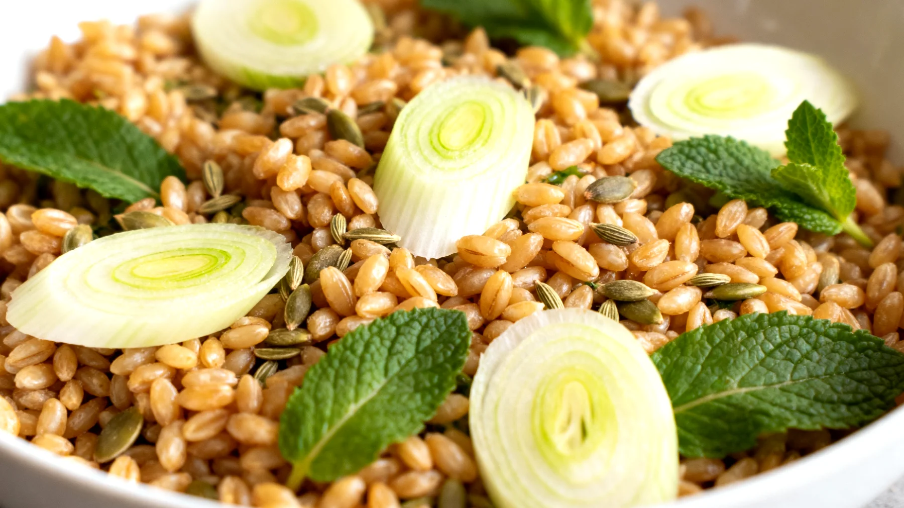 Insalata di farro con finocchio, menta e semi di finocchio"