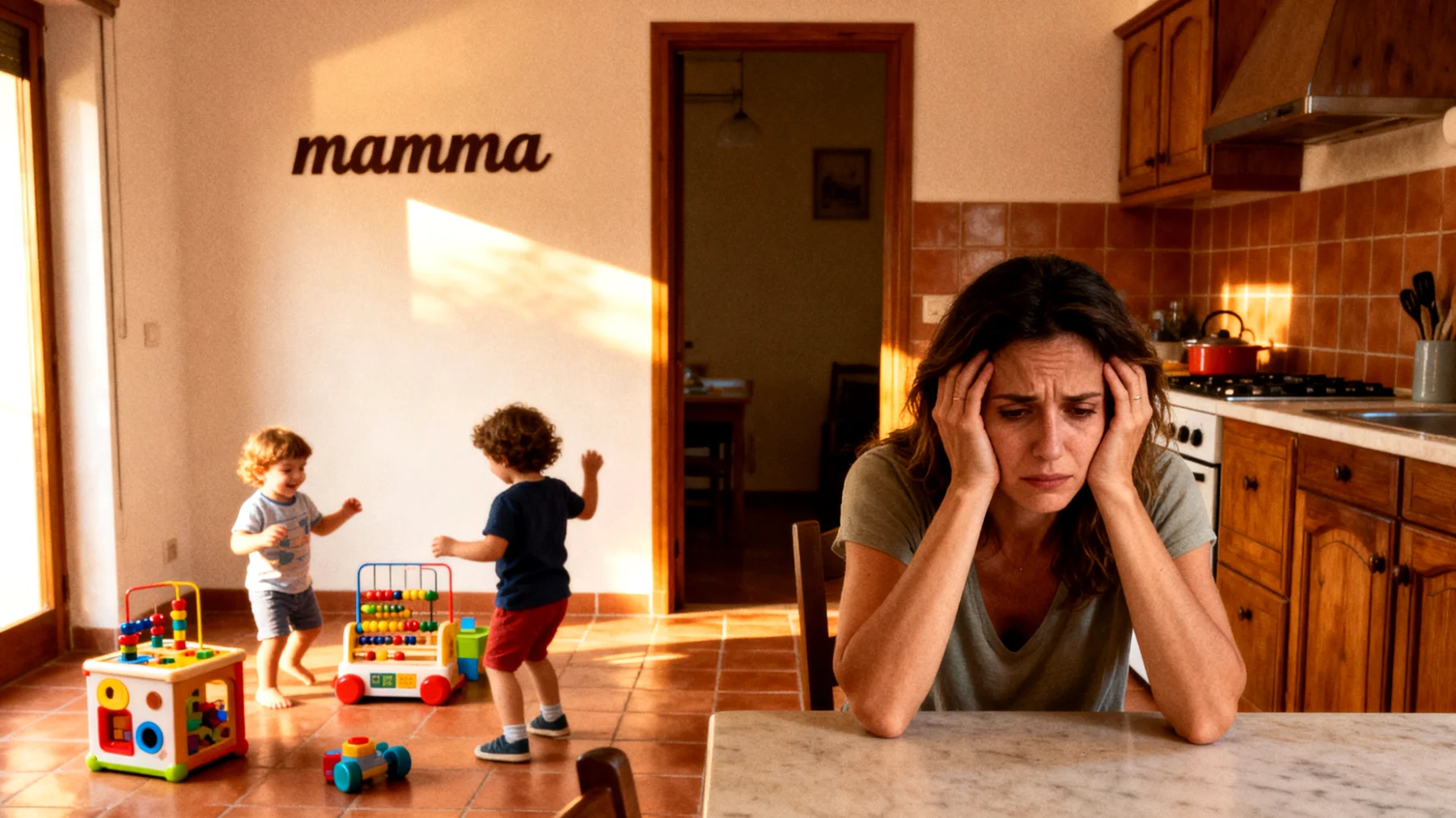 Una mamma che fatica a comprendere e ad accettare i comportamenti, i valori e le scelte educative dei propri bambini piccoli a causa delle differenze tra il modo in cui è stata cresciuta lei e le moderne teorie pedagogiche, generando incomprensioni e senso di inadeguatezza"