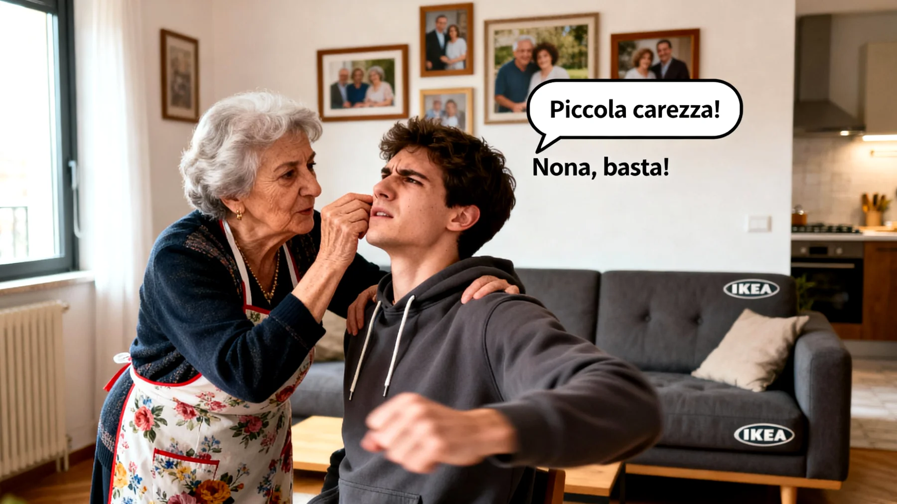 Nonna che continua a trattare i nipoti giovani adulti come bambini, interferendo nelle loro scelte di vita e creando tensioni con la loro autonomia e maturità"