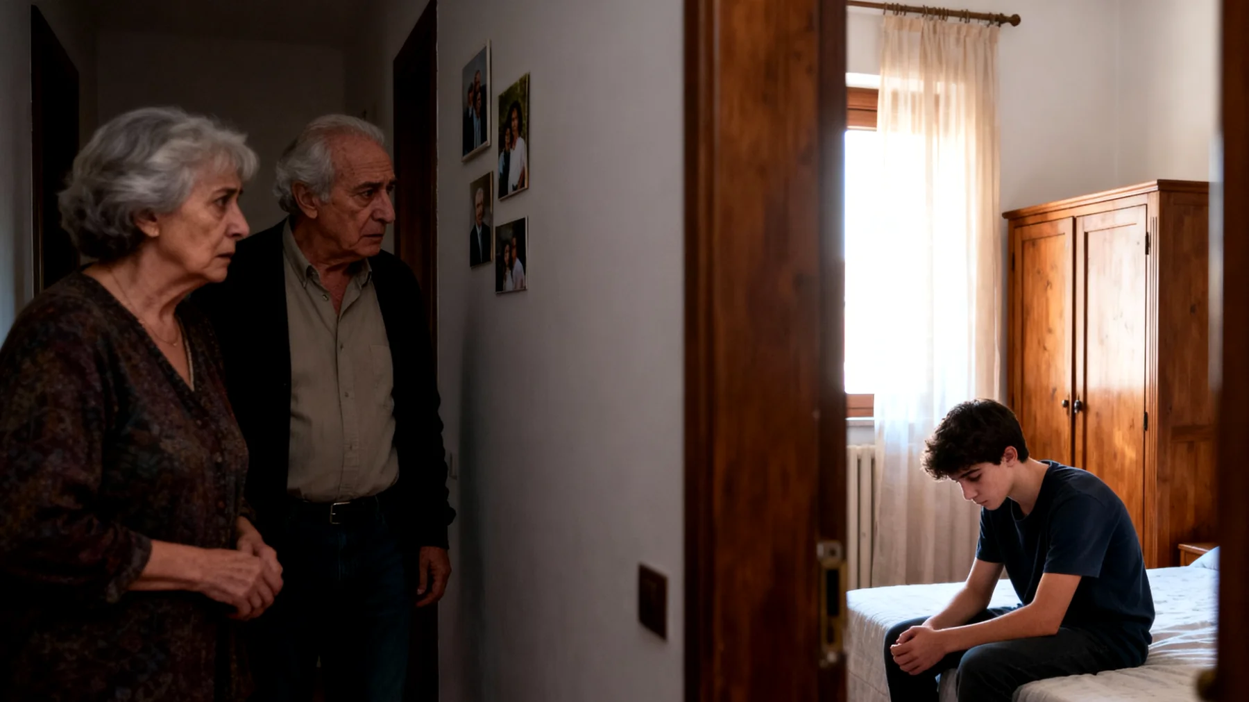 I nonni si preoccupano perché il nipote adolescente è molto timido, evita le situazioni sociali, preferisce stare da solo in camera e ha difficoltà a relazionarsi con i coetanei, creando ansia nei nonni che temono per il suo benessere sociale e futuro"