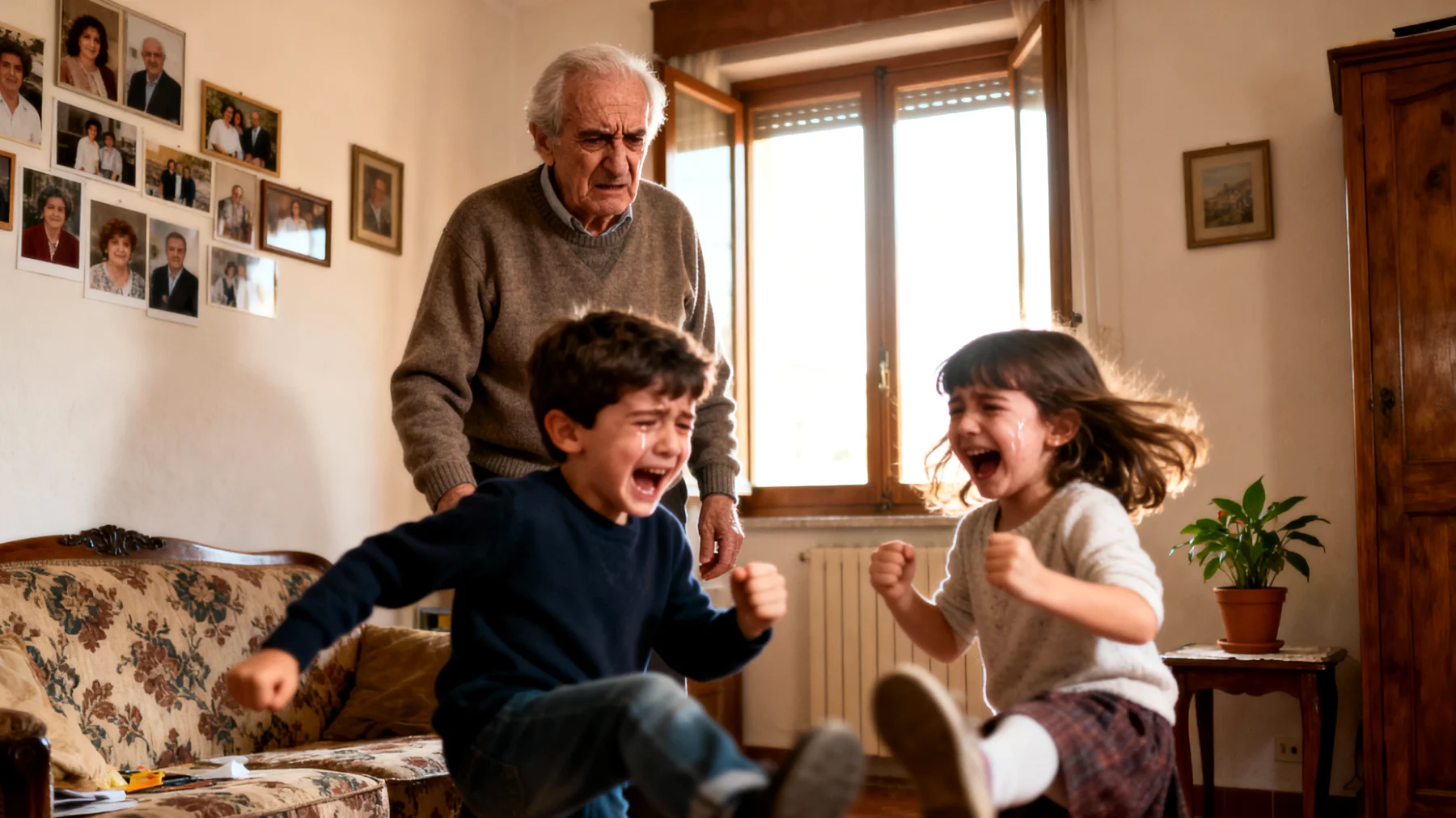 Il nonno fatica a gestire le reazioni esplosive e i capricci dei nipoti bambini quando non ottengono subito ciò che vogliono, sentendosi impotente di fronte alla loro bassa tolleranza alla frustrazione"